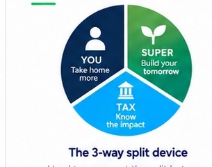 Three-way BonusSplit graphic showing You, Super and Tax.